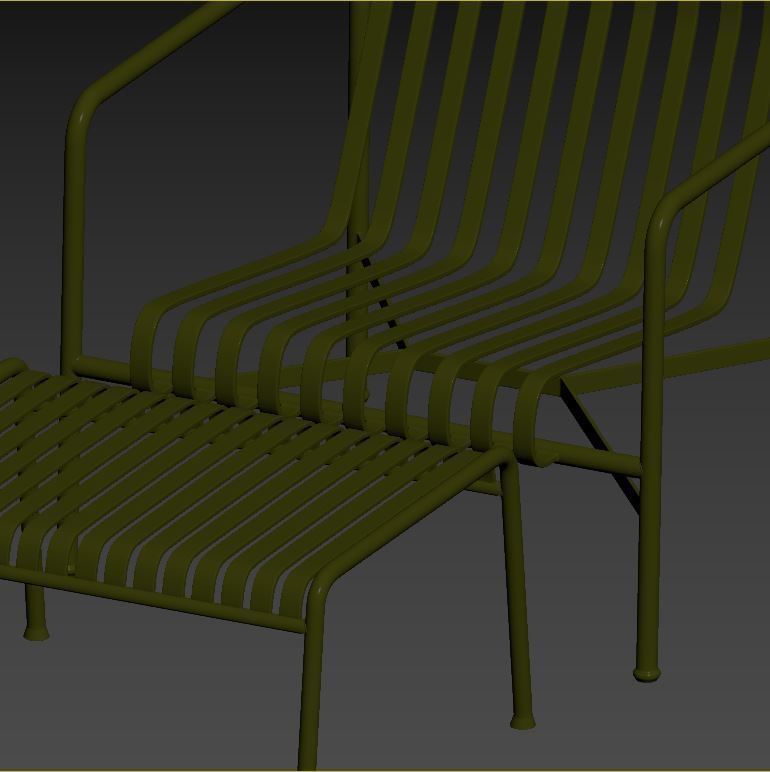Hay Palissade Lounge Chair High with table 3D model_5