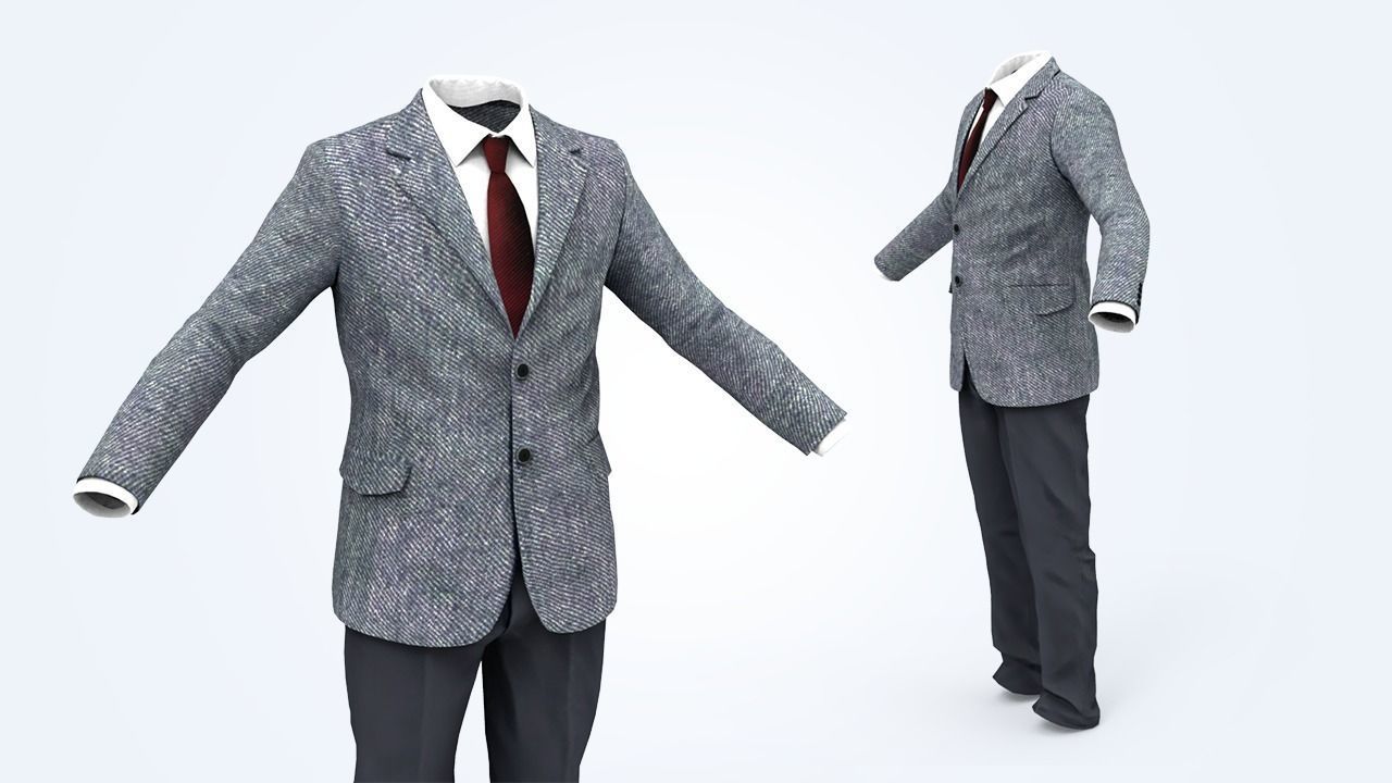 Business Suit Man Low-poly 3D model_2