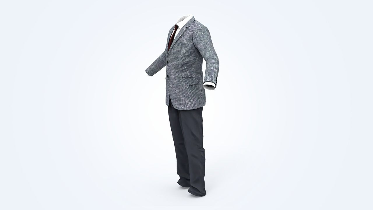 Business Suit Man Low-poly 3D model_9