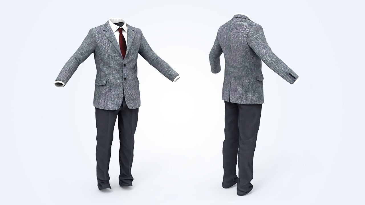 Business Suit Man Low-poly 3D model_4