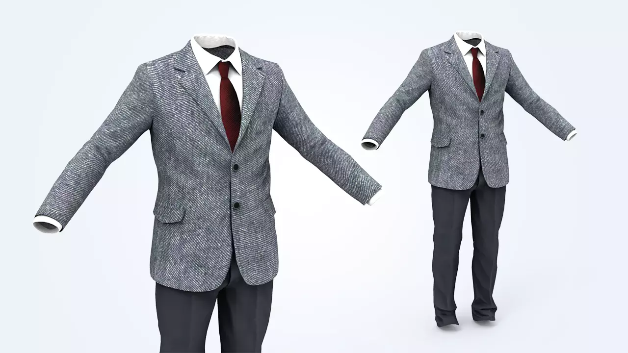 Business Suit Man Low-poly 3D model_0