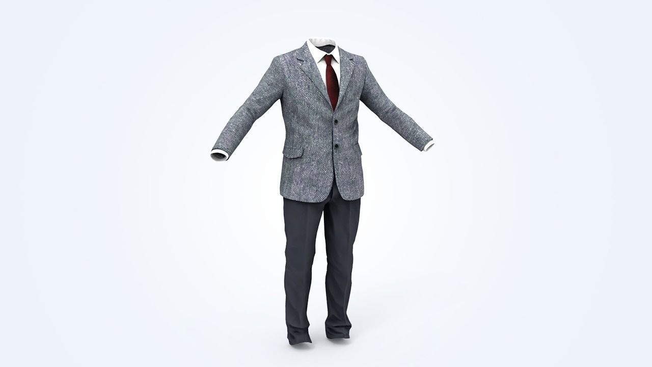 Business Suit Man Low-poly 3D model_10