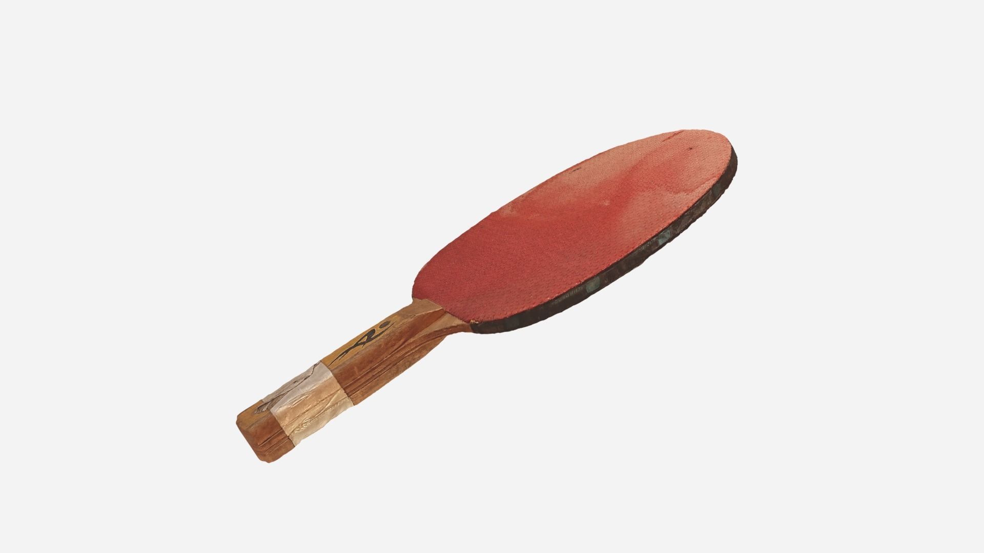 Old table tennis racket Low-poly 3D model_4