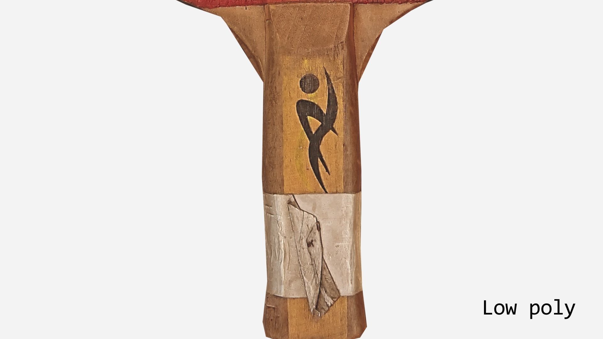 Old table tennis racket Low-poly 3D model_13