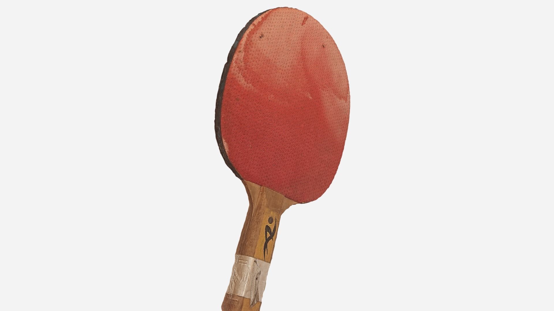 Old table tennis racket Low-poly 3D model_3