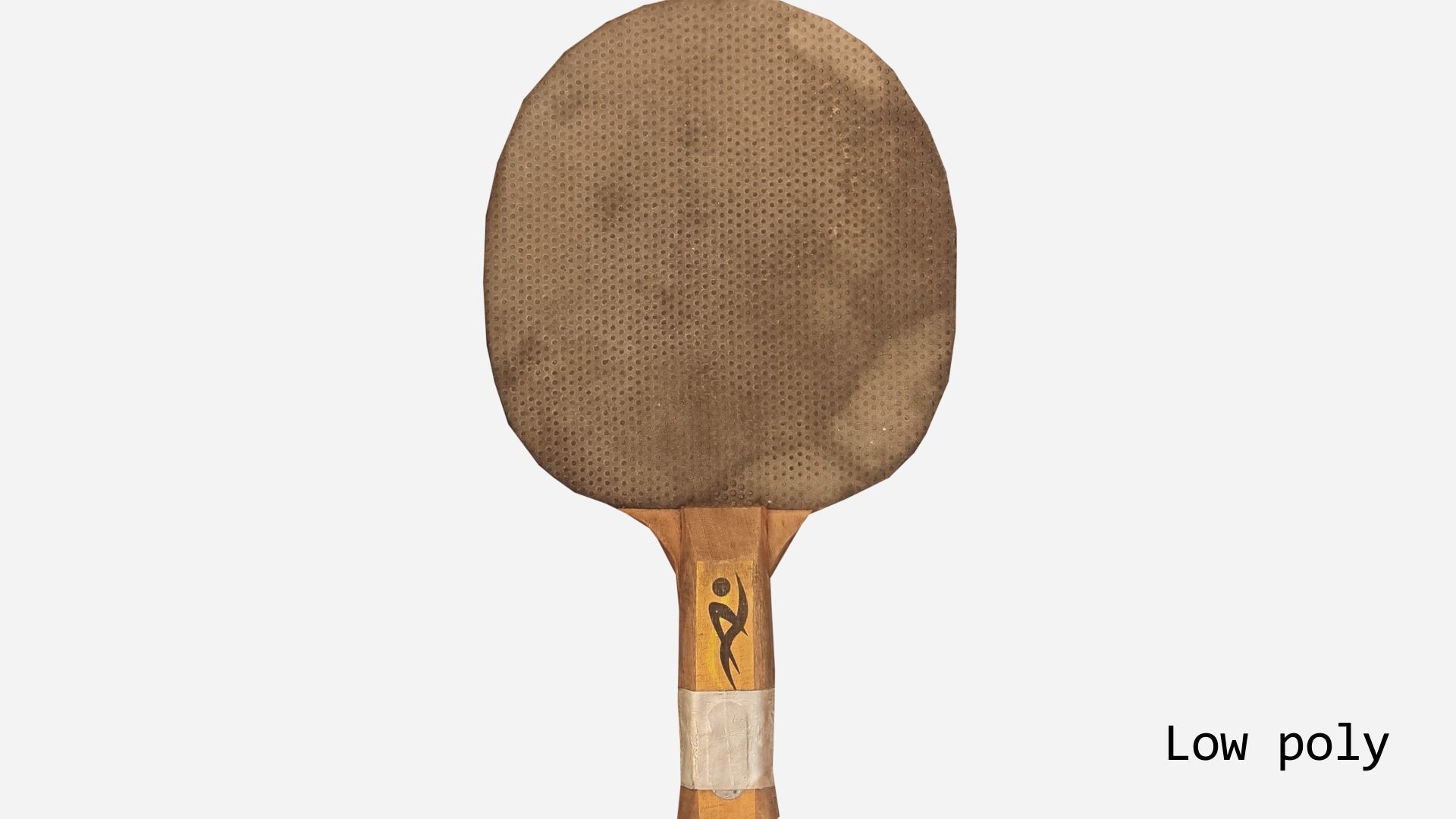 Old table tennis racket Low-poly 3D model_7
