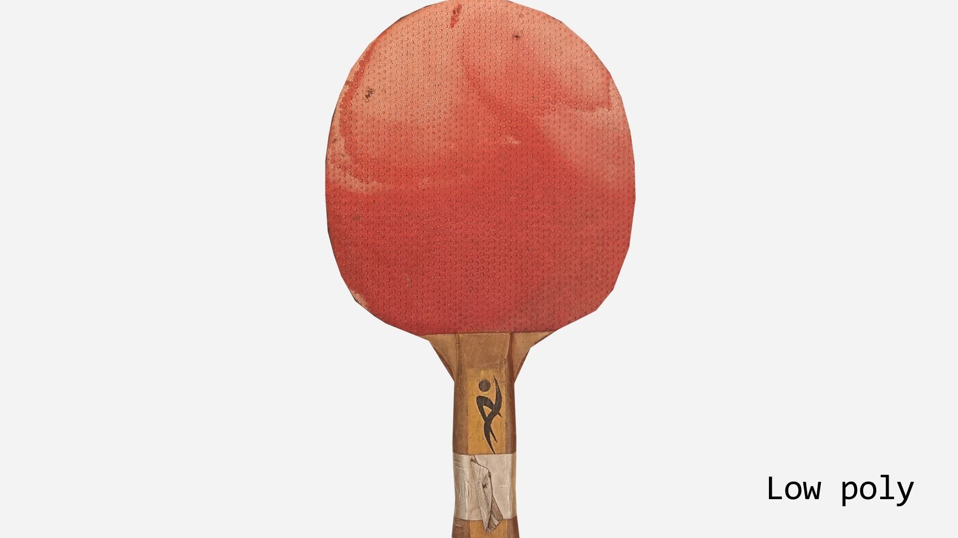 Old table tennis racket Low-poly 3D model_9