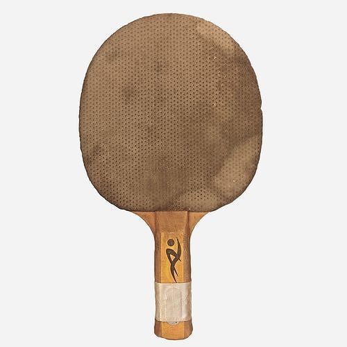 Old table tennis racket Low-poly 3D model