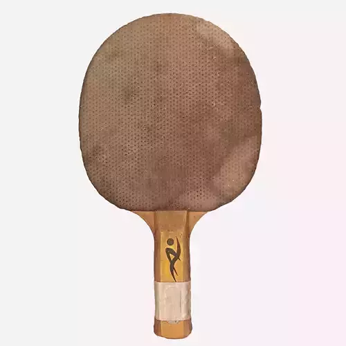 Old table tennis racket Low-poly 3D model