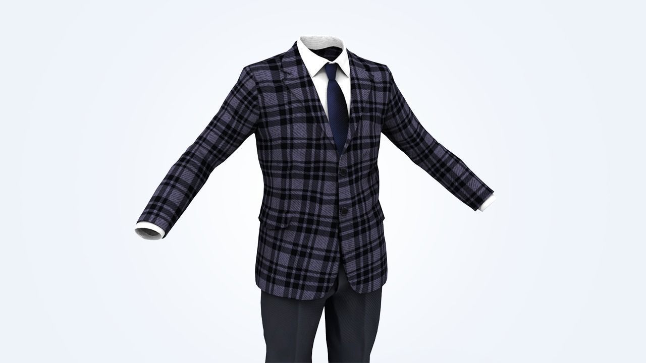Business Suit Man Low-poly 3D model_7