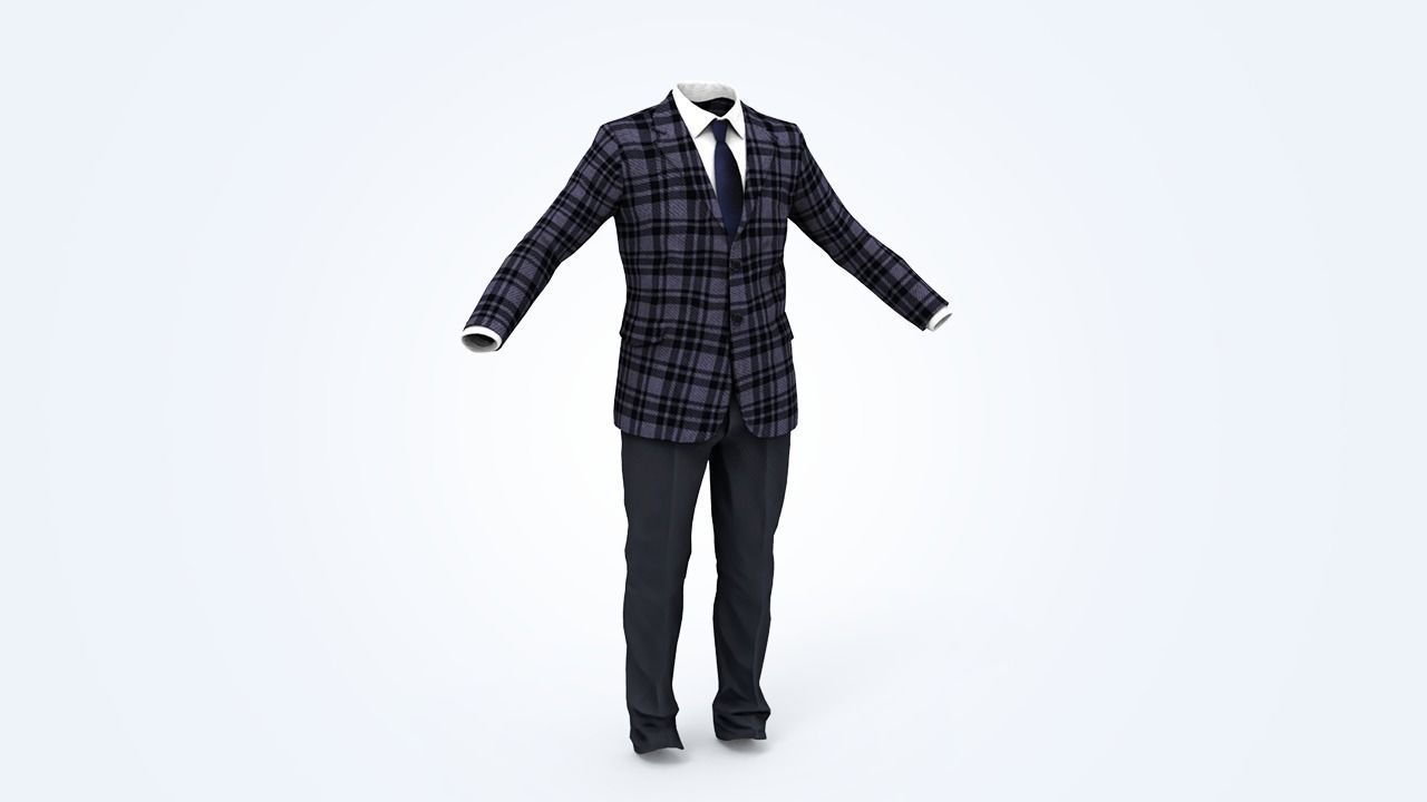 Business Suit Man Low-poly 3D model_10