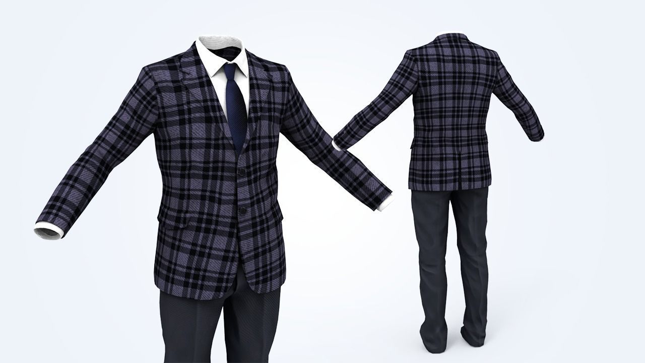 Business Suit Man Low-poly 3D model_3