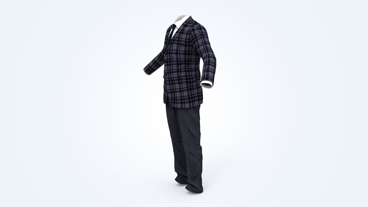 Business Suit Man Low-poly 3D model_9