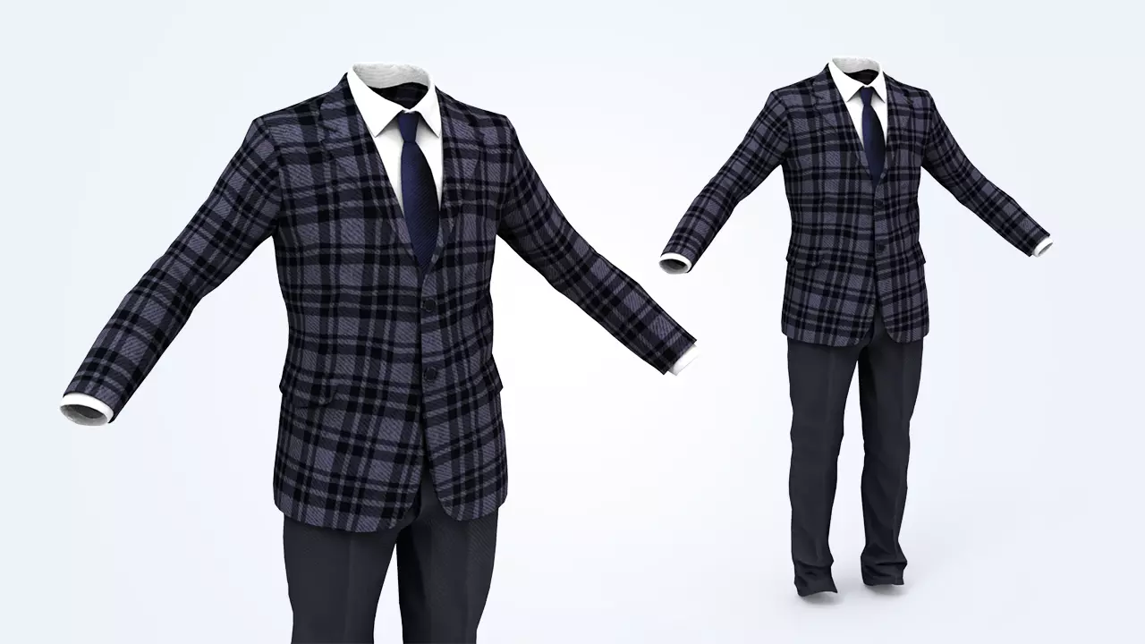 Business Suit Man Low-poly 3D model_0