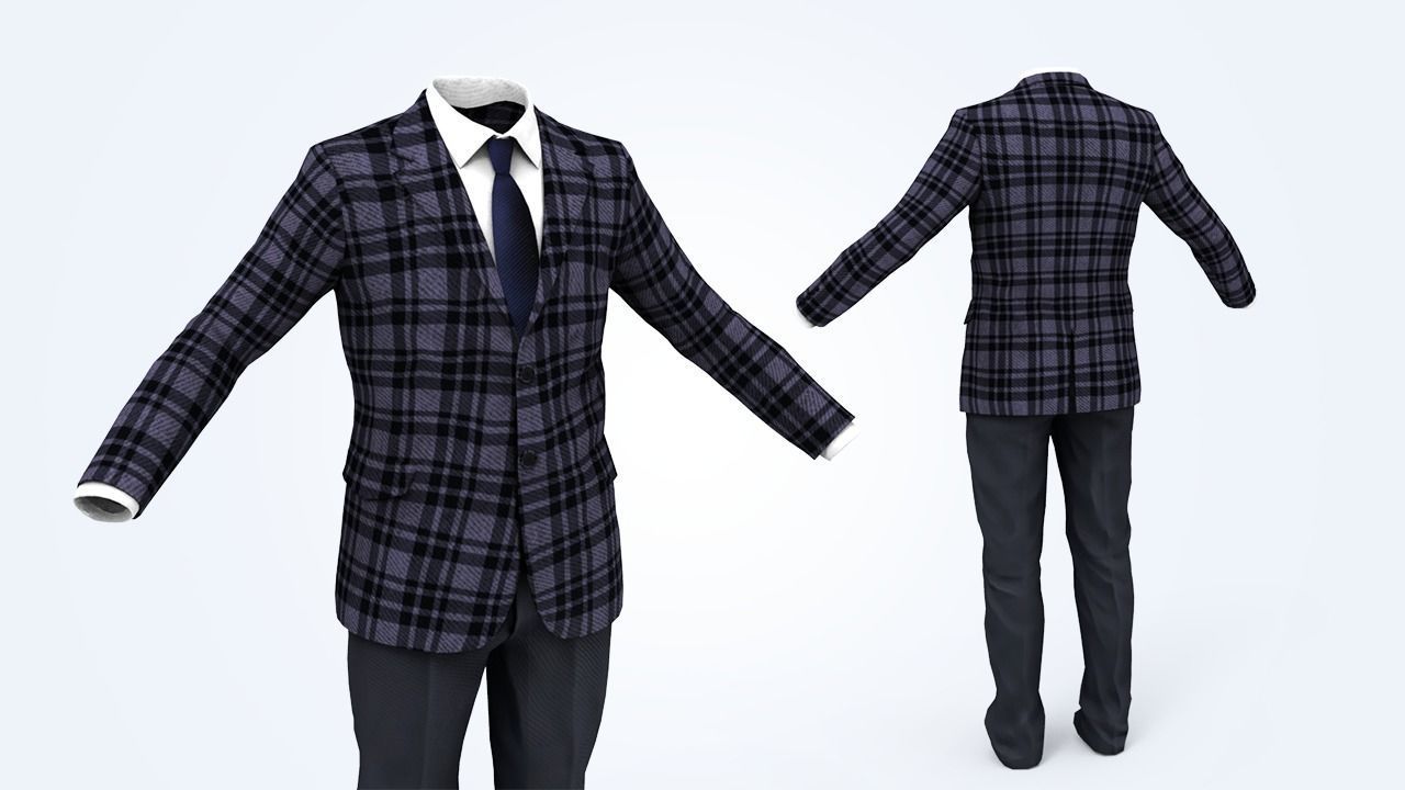 Business Suit Man Low-poly 3D model_1