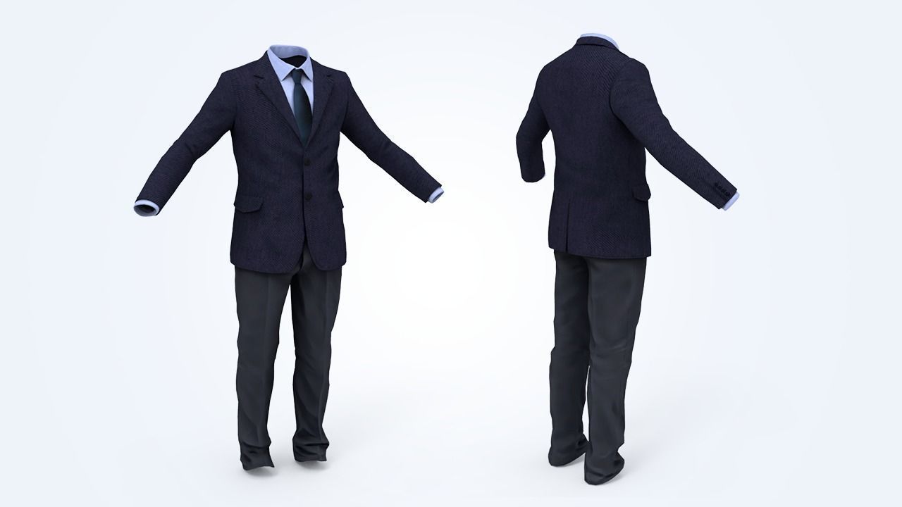 Business Suit Man Low-poly 3D model_4