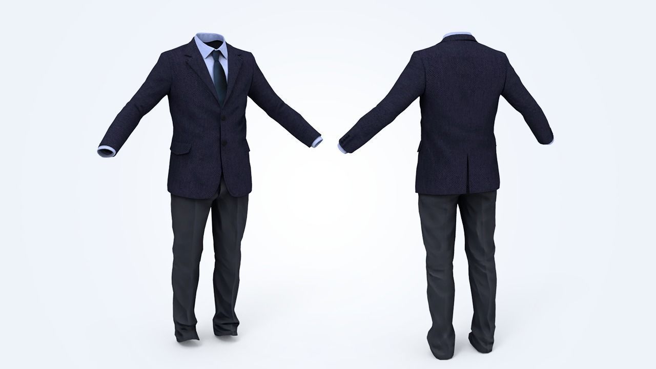 Business Suit Man Low-poly 3D model_3