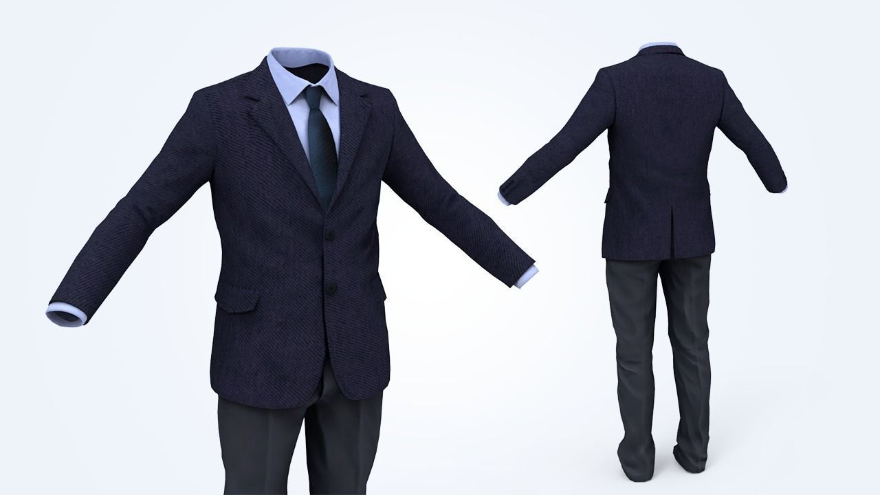 Business Suit Man Low-poly 3D model_1