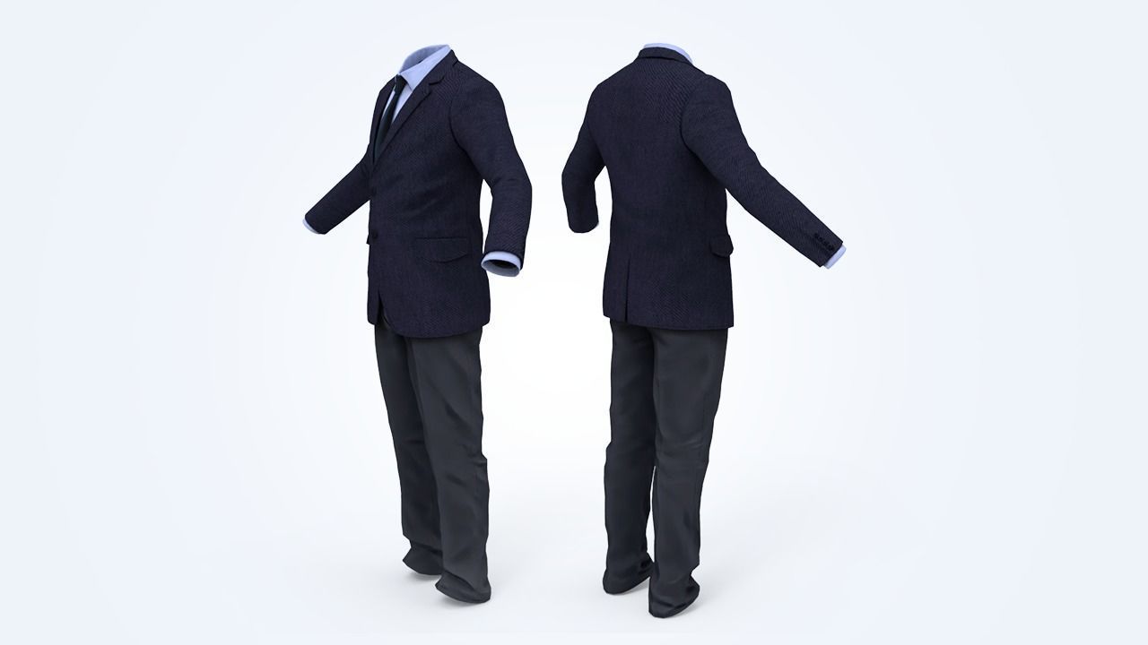 Business Suit Man Low-poly 3D model_5