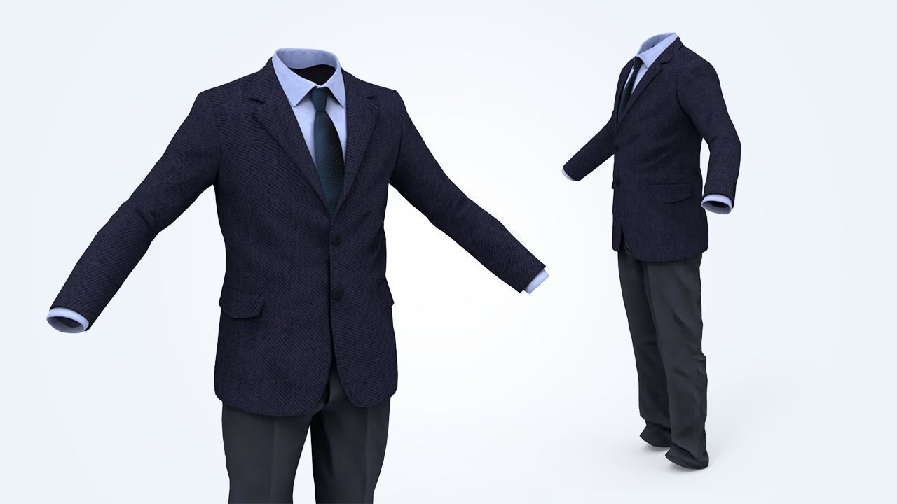 Business Suit Man Low-poly 3D model_2
