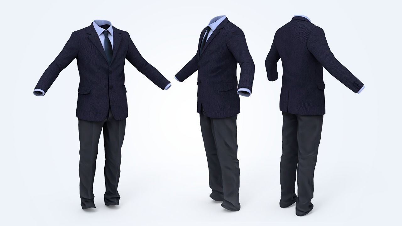 Business Suit Man Low-poly 3D model_6