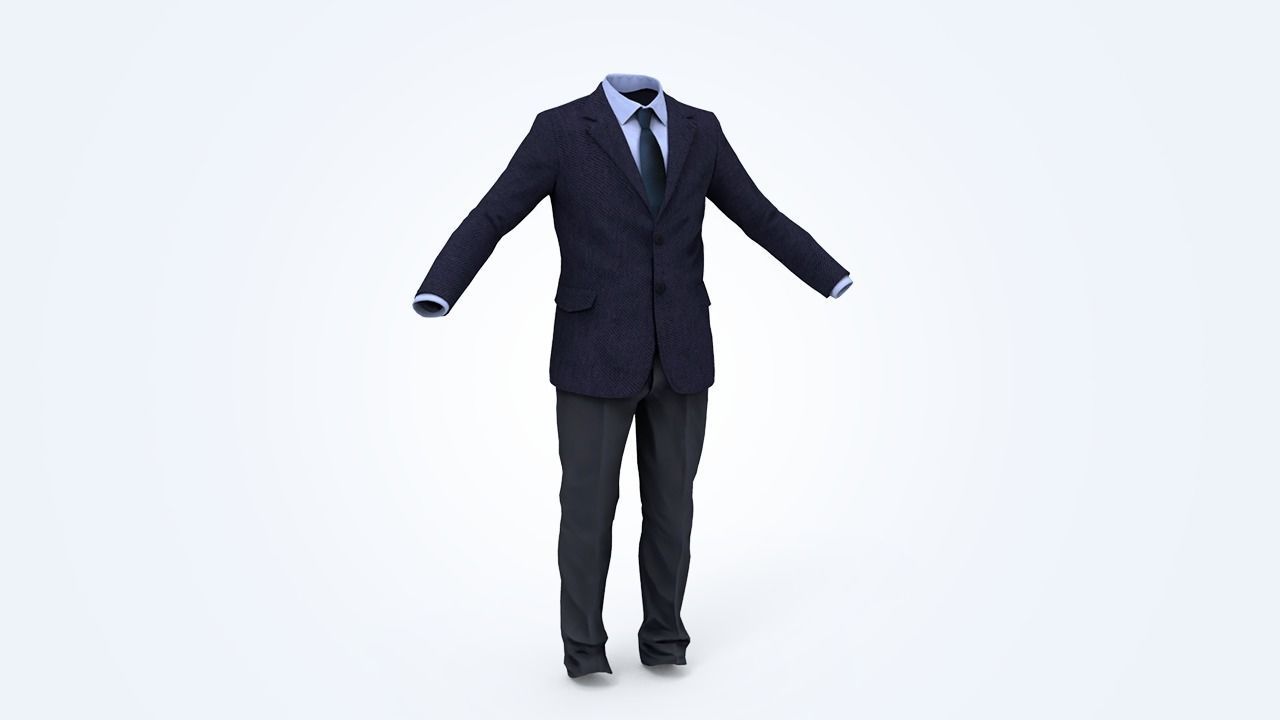 Business Suit Man Low-poly 3D model_10