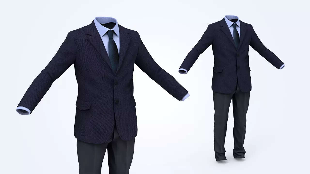 Business Suit Man Low-poly 3D model_0