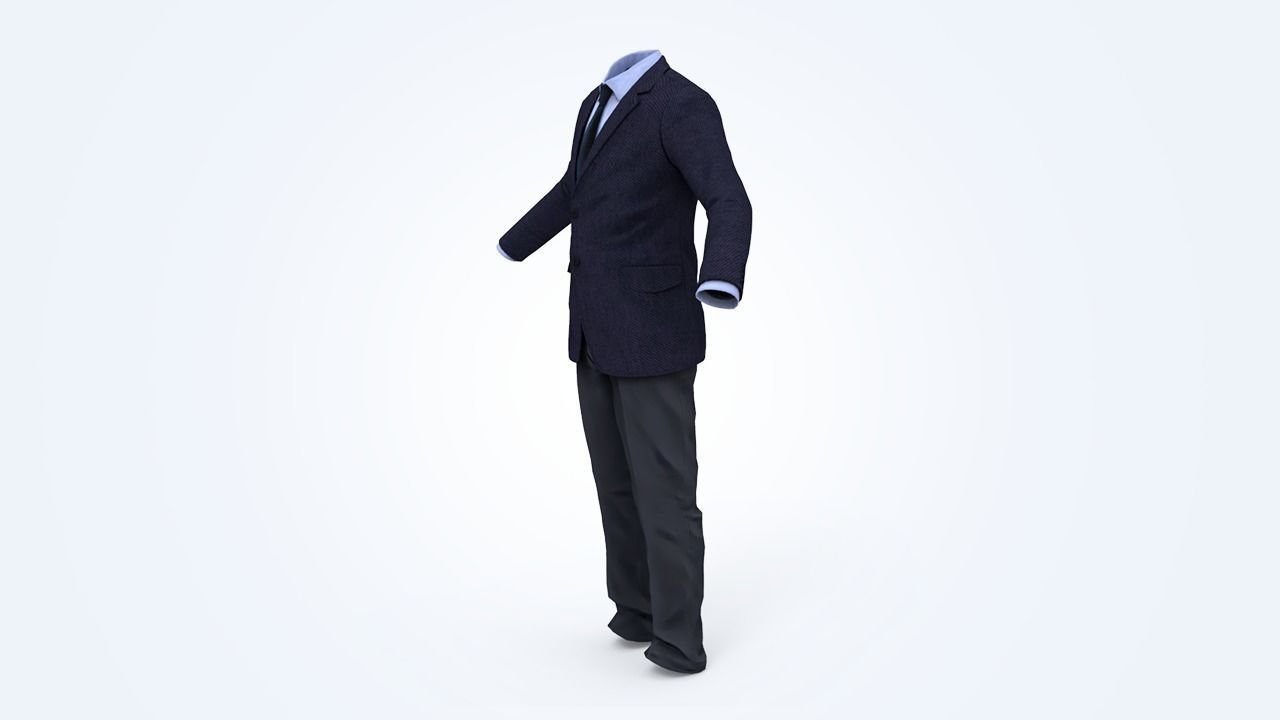 Business Suit Man Low-poly 3D model_9
