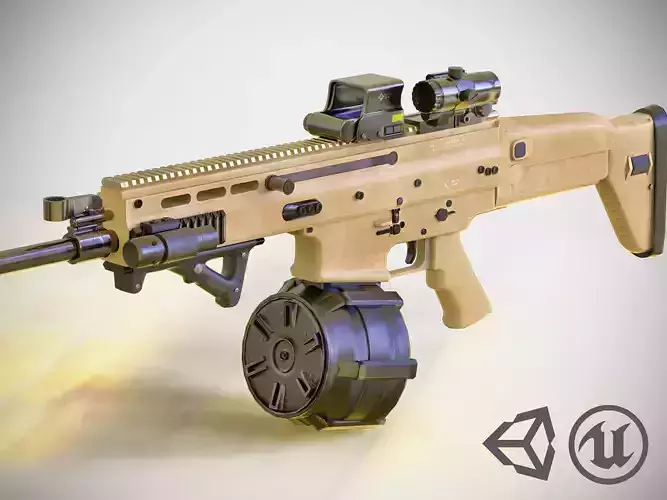 FN SCAR - H - LMG -  With Attachments - Highly Detailed - PBR Low-poly 3D model