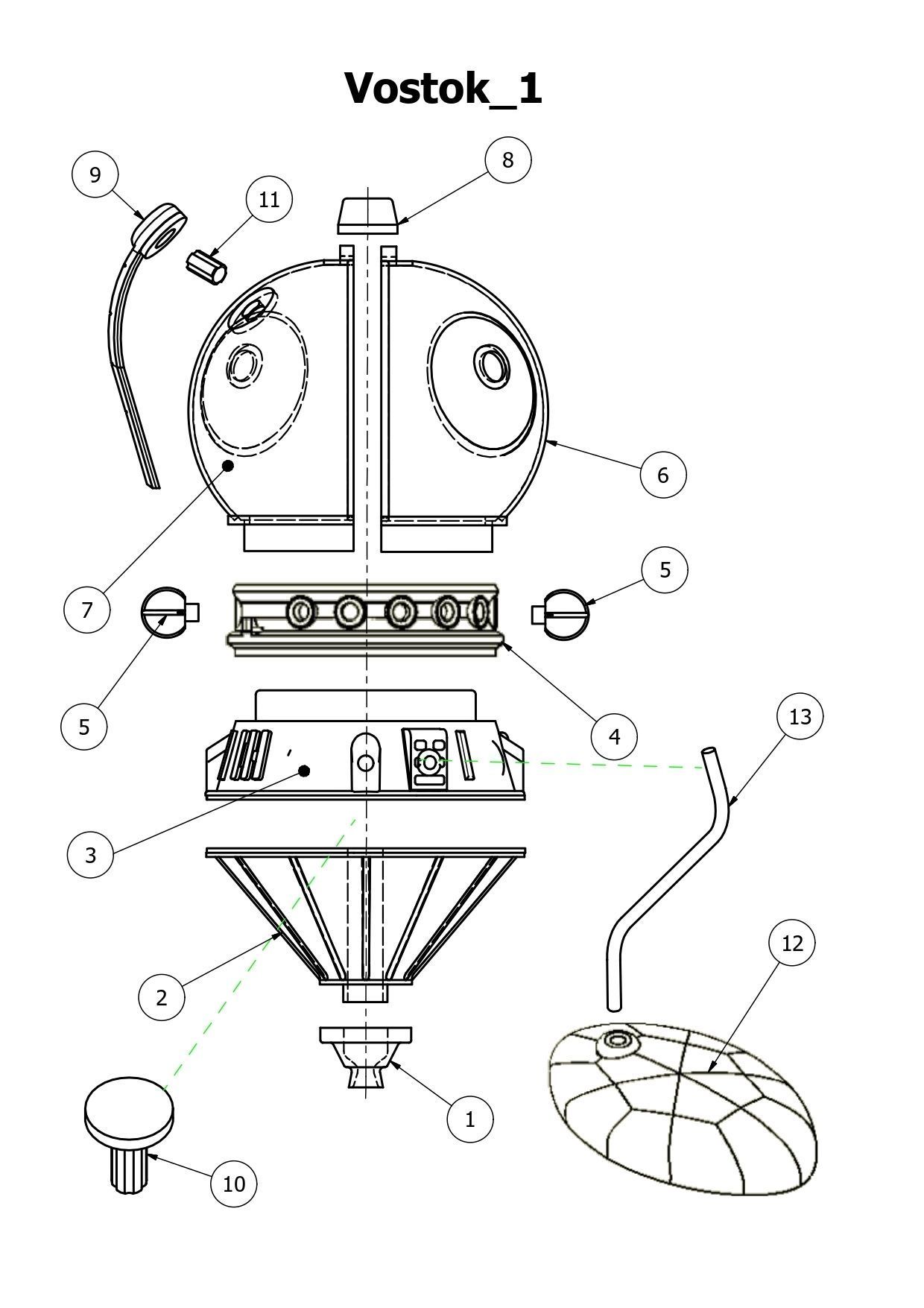 spacecraft  Vostok 1 model kit 3D print model_6