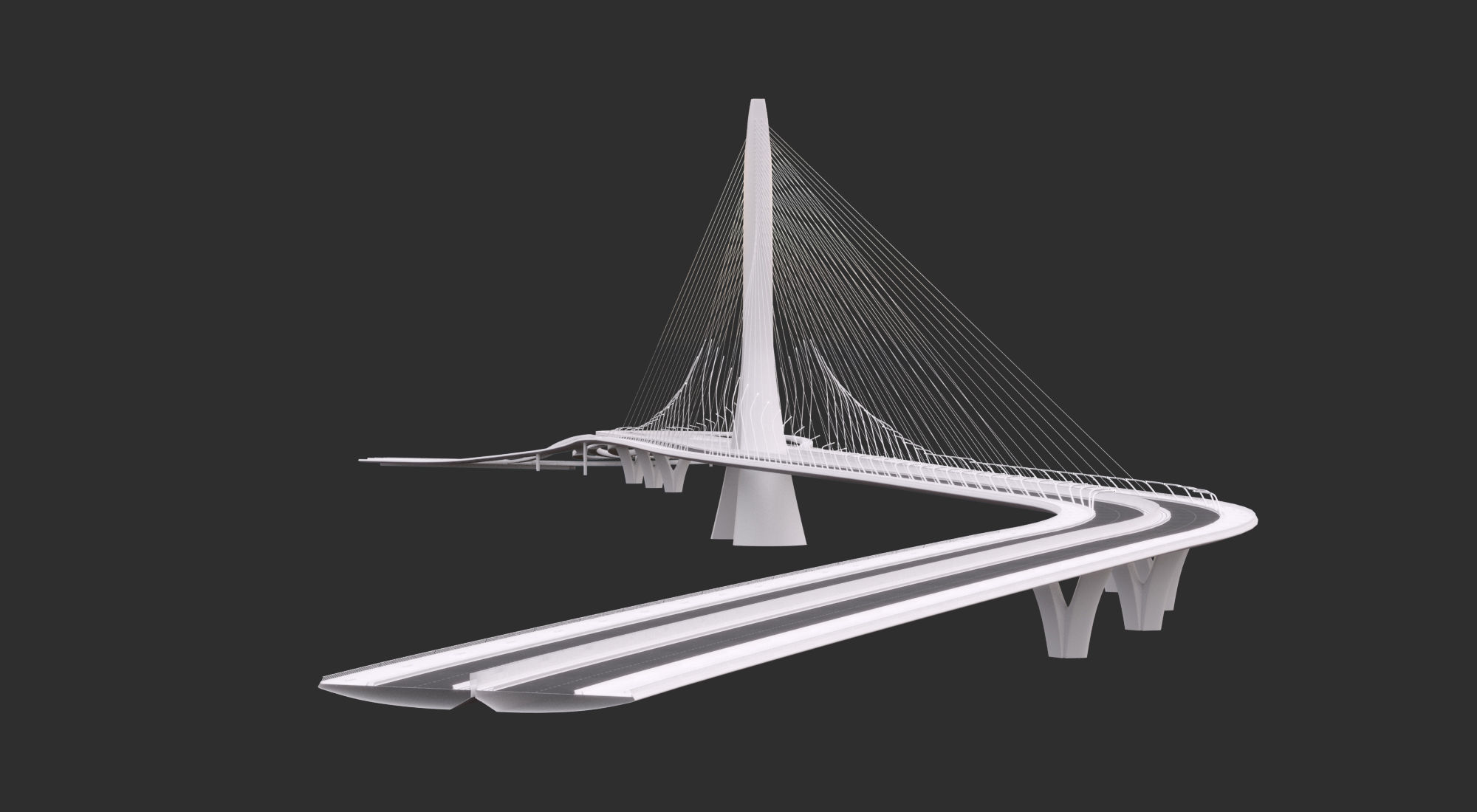 Zaha Hadid Architects Danjiang Bridge in Taiwan 3D model_2