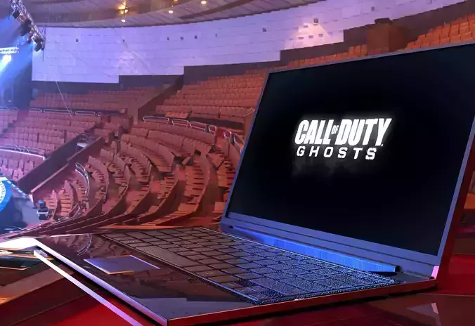 laptop with call of duty ghosts logo