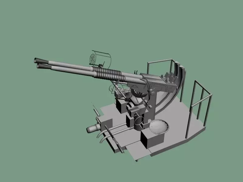 Bofors 40mm twin anti-aircraft gun - WWII US and British 3D model_0