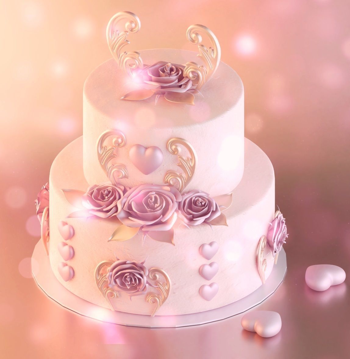 Valentine Cake  3D model_3
