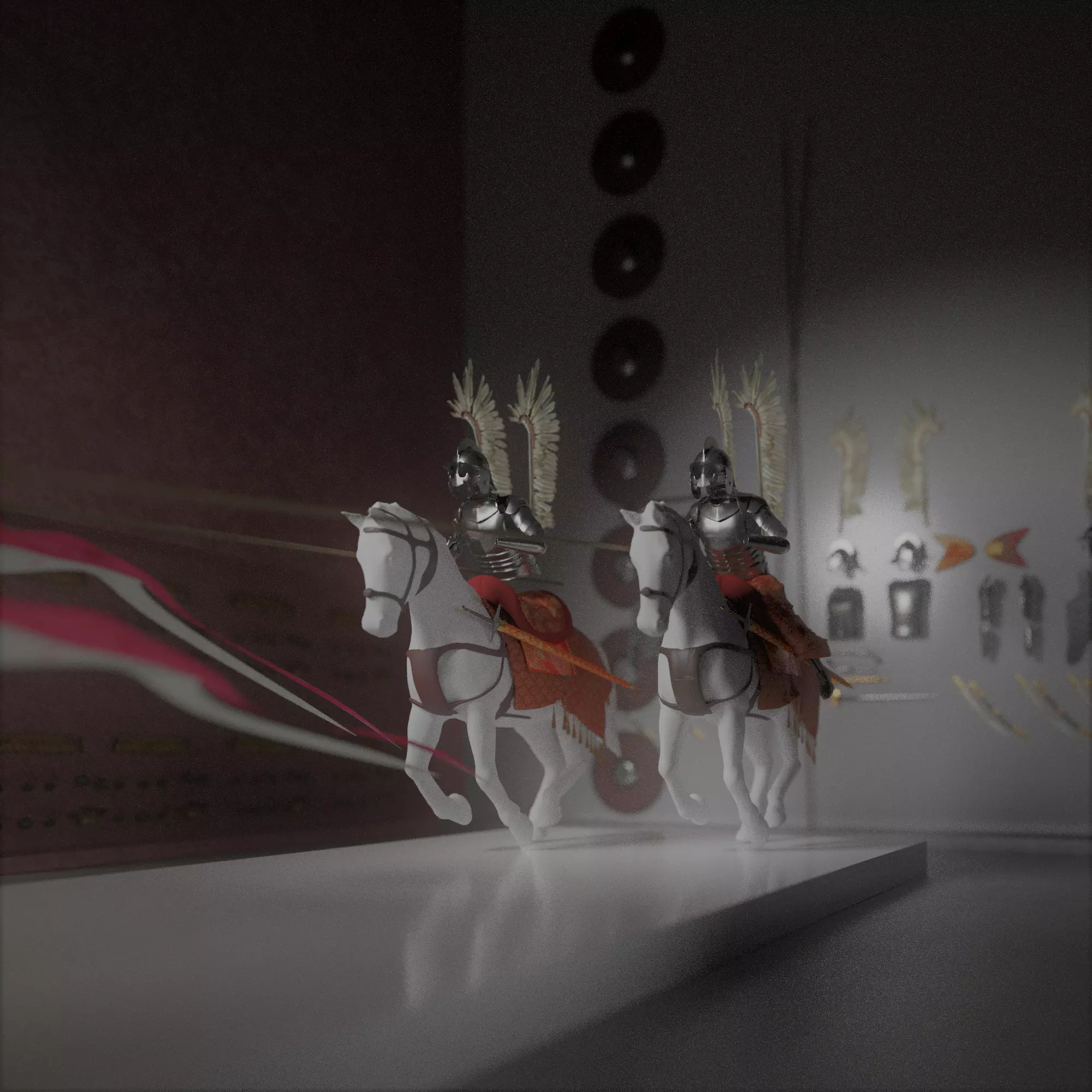 Husaria two knights riding horses Free 3D model