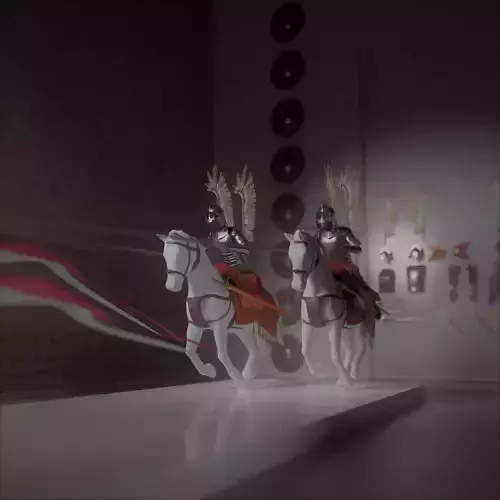 Husaria two knights riding horses Free 3D model