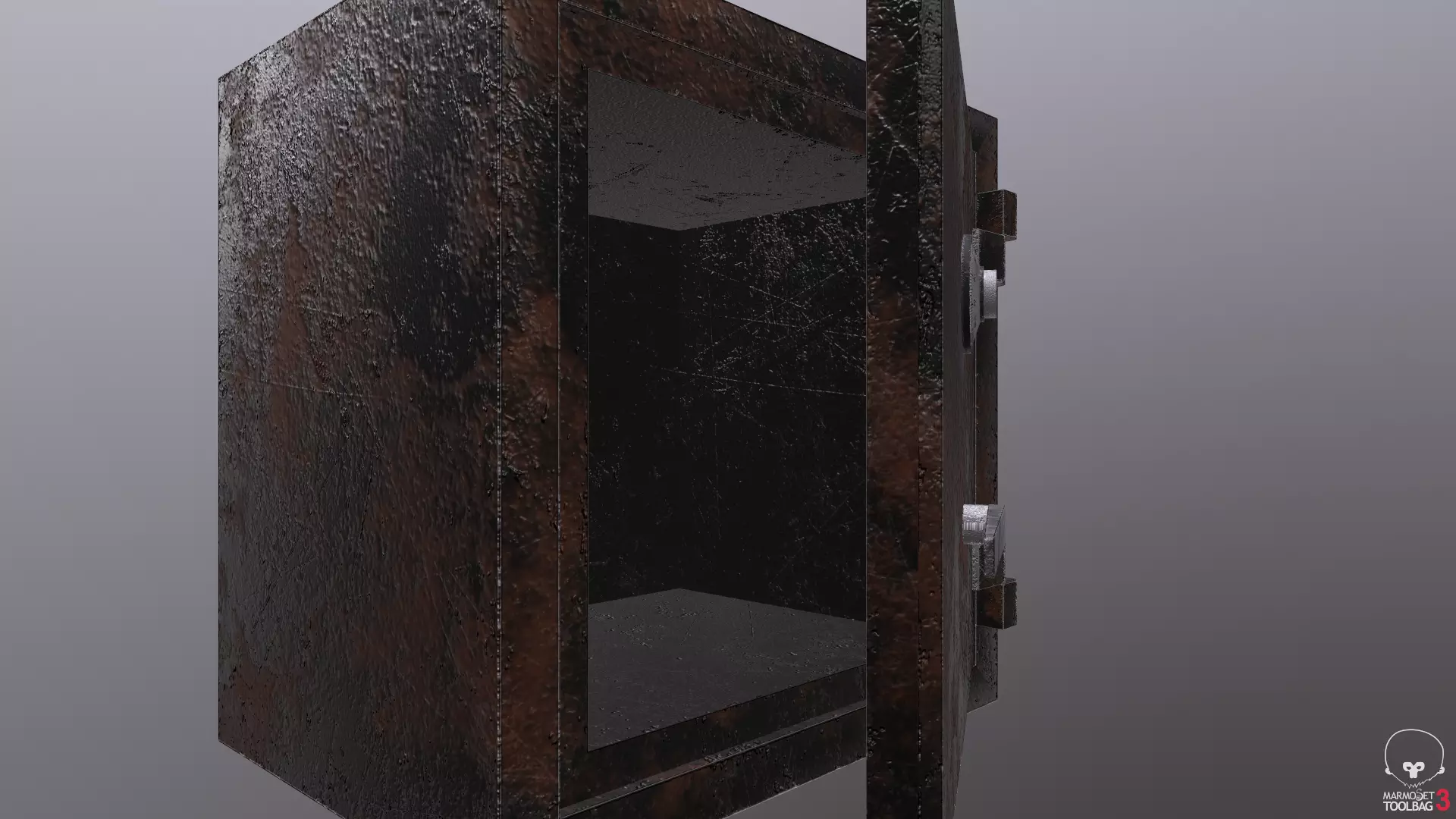 Game ready Metal safe with openable door  3D model Low-Poly Low-poly 3D model_0