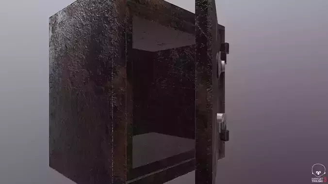 Game ready Metal safe with openable door  3D model Low-Poly