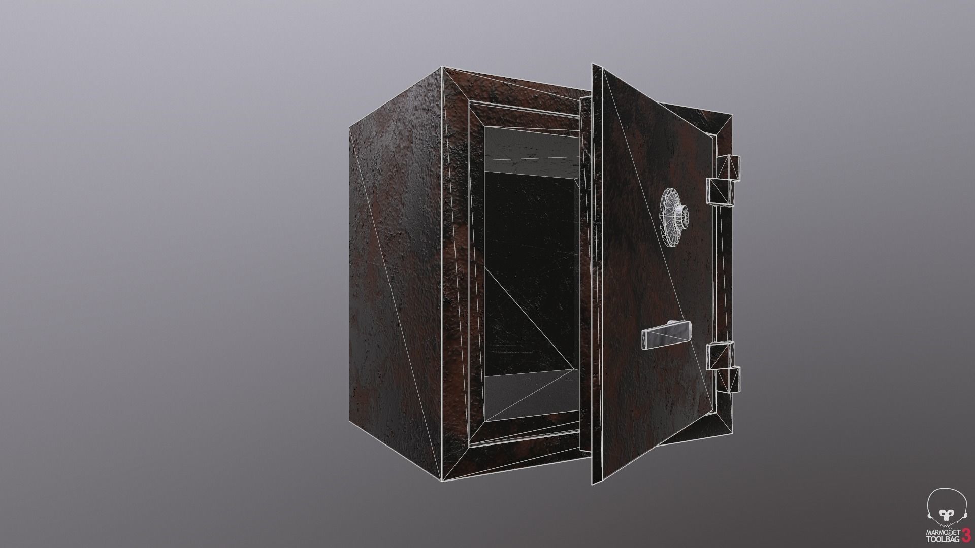 Game ready Metal safe with openable door  3D model Low-Poly Low-poly 3D model_8