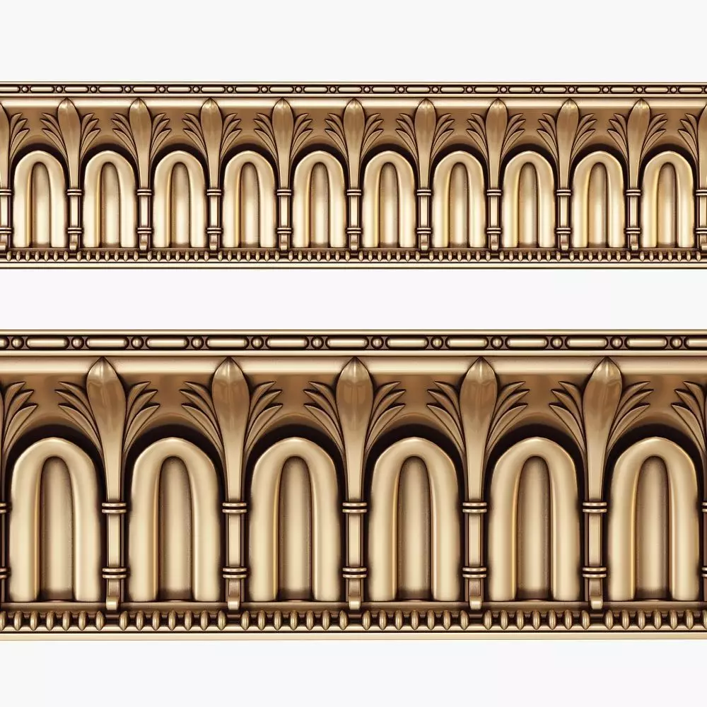 cornice pair of ornate gold arches 3D model