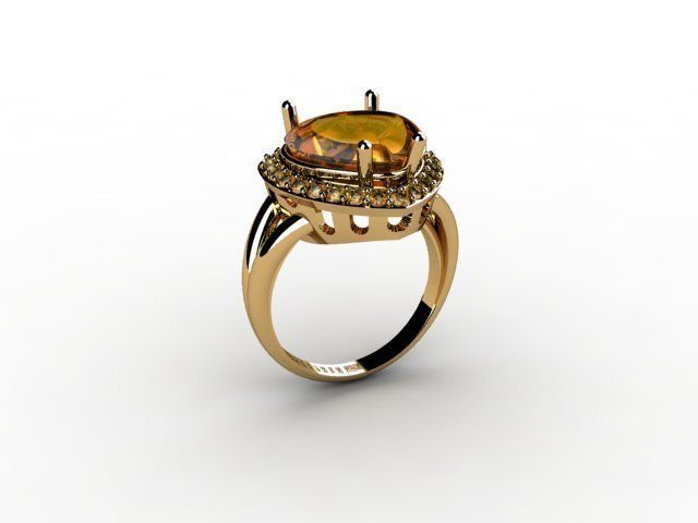 Ring with a stone heart1 3D print model_3