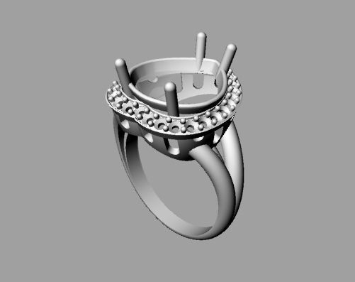 Ring with a stone heart1 3D print model_2