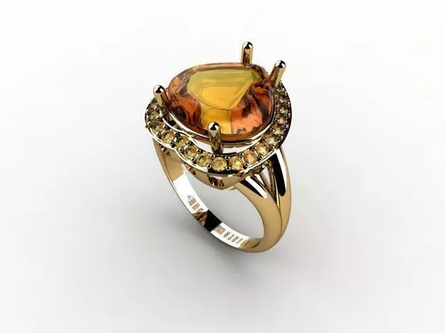 Ring with a stone heart1 3D print model_0