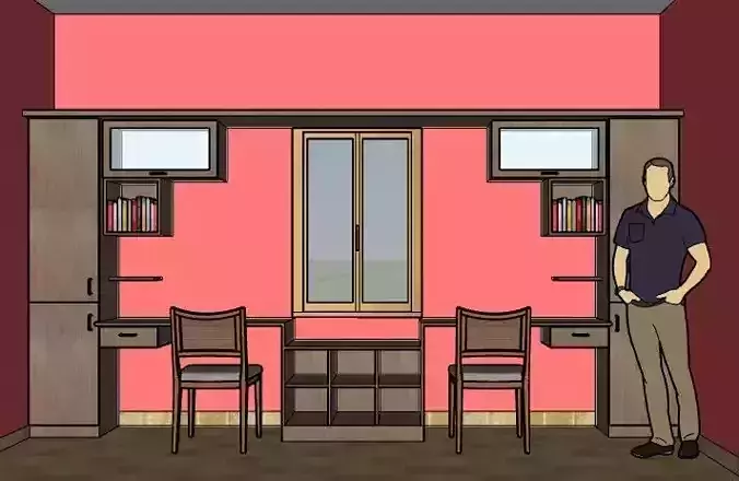 wardrobe with study unit 3D model