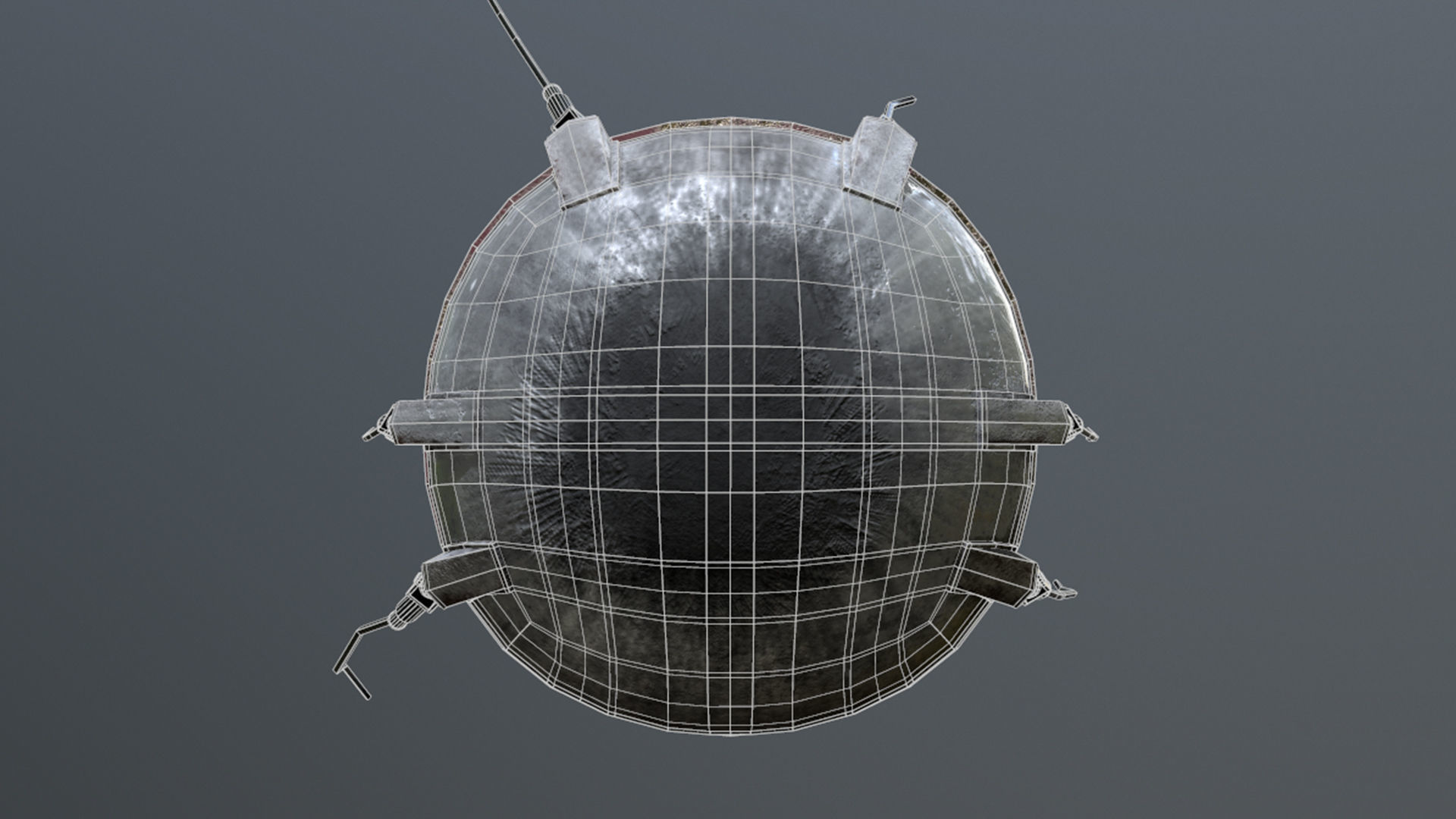 Sputnik 1 Satellite Low-poly 3D model_4
