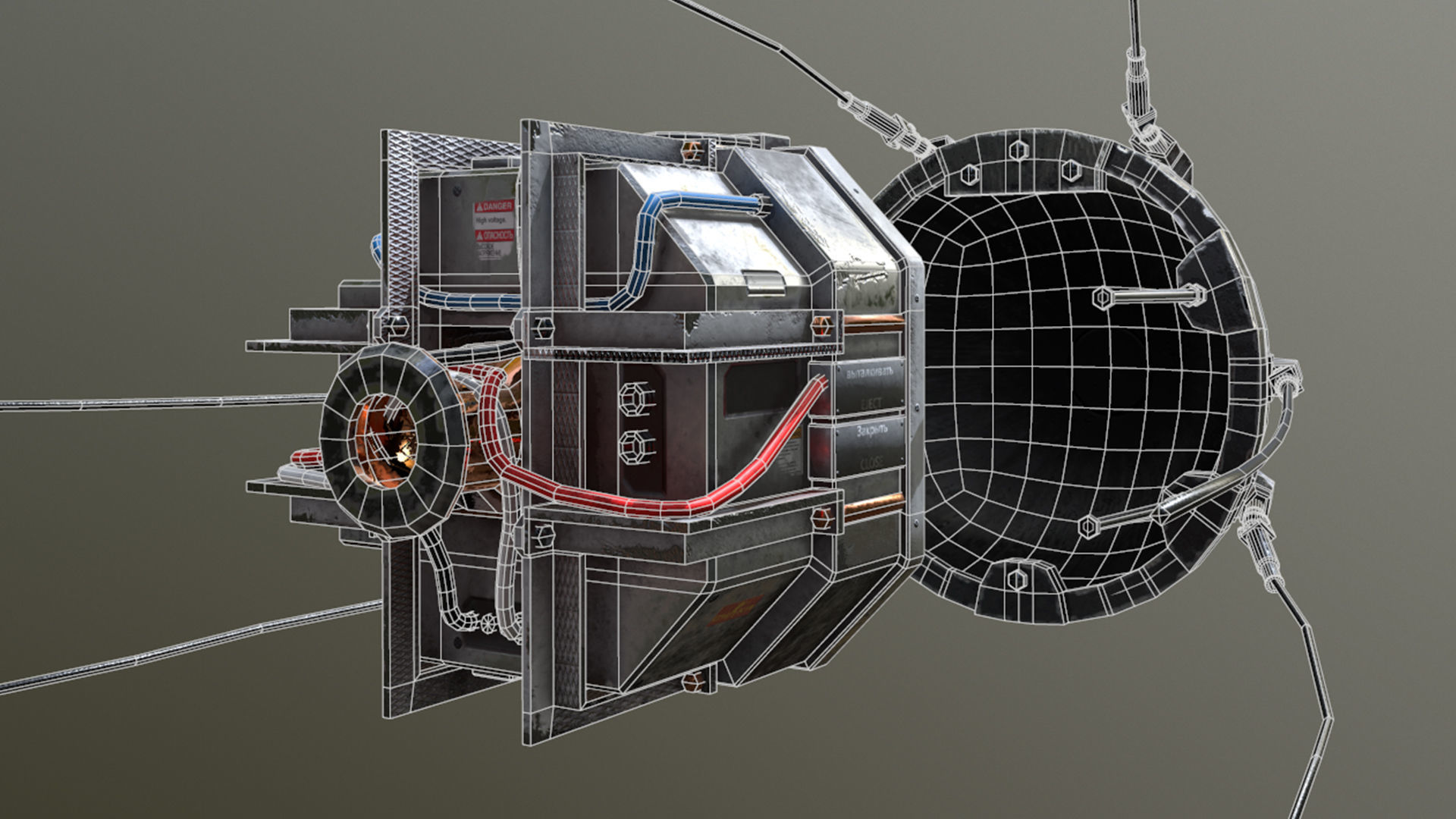 Sputnik 1 Satellite Low-poly 3D model_7