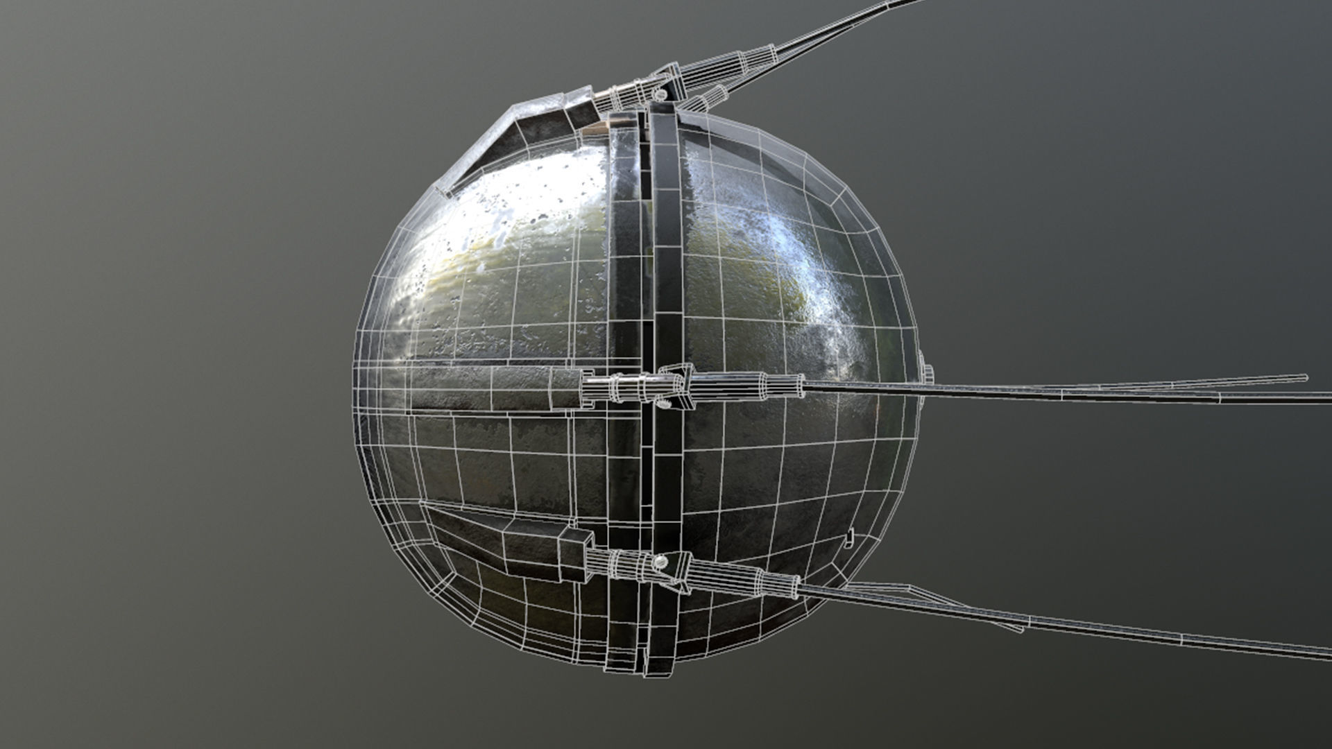Sputnik 1 Satellite Low-poly 3D model_5