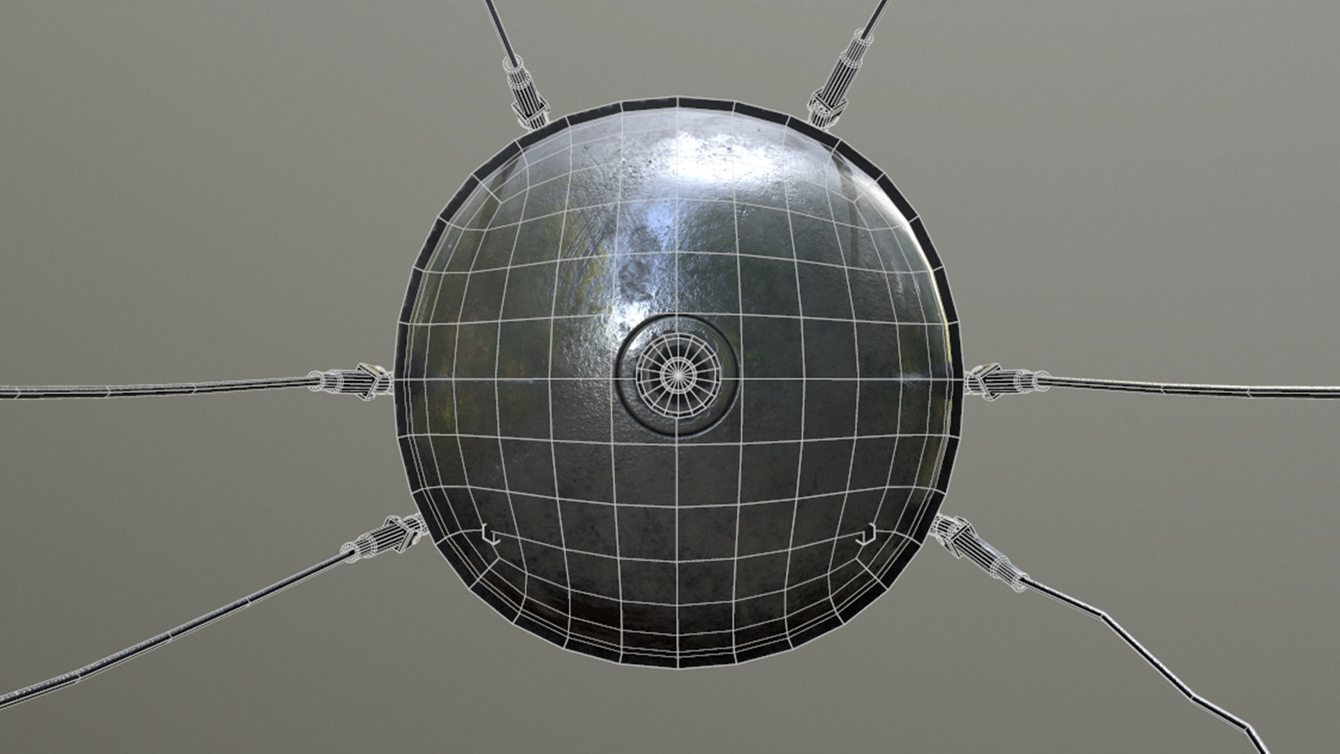 Sputnik 1 Satellite Low-poly 3D model_6