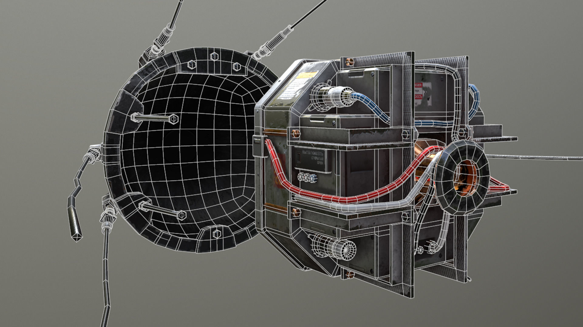 Sputnik 1 Satellite Low-poly 3D model_8