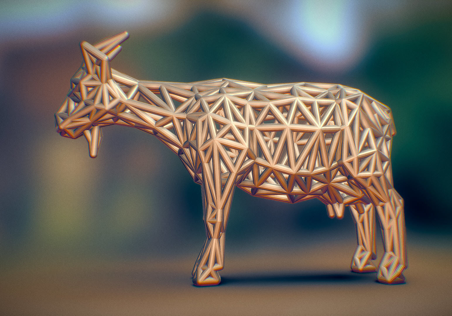 Goat 3d print made out of wood 3D print model_3